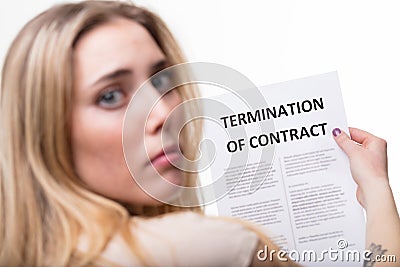 Termination of employment concept with blonde woman Stock Photo