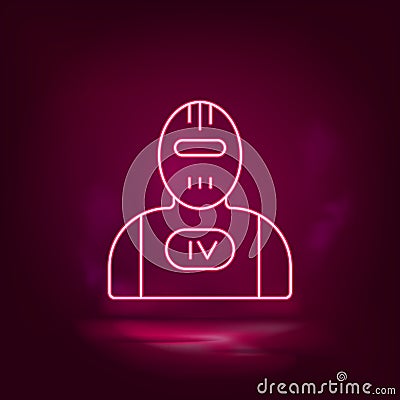 Terminator, robot neon icon - vector. Artificial intelligence. Vector Illustration