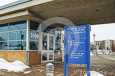 Exit Terminal Le Carrefour, an Exo bus terminus Editorial Stock Photo