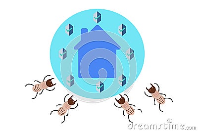 Termite protection. Idea concept for protec the home rom Termite Vector Illustration
