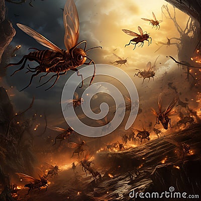 Termites and flying ants Cartoon Illustration