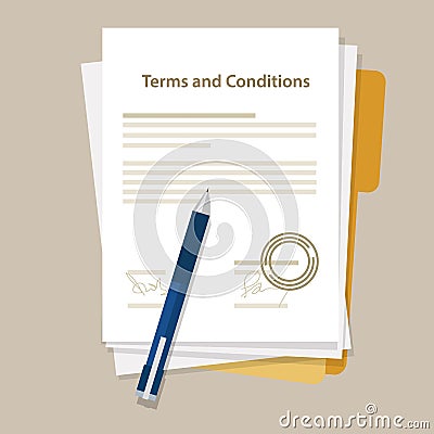 Terms and condition document paper legal aggreement signed stamp Vector Illustration