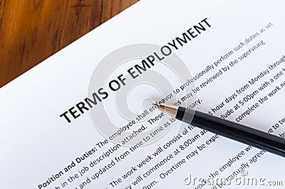 Terms of Employment Stock Photo