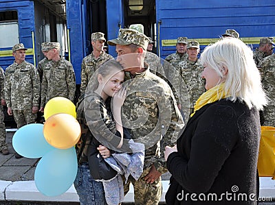 Meeting of the Ukrainian military Editorial Stock Photo