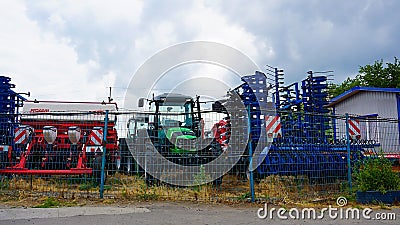 Large disc plough, towing for tractors to plow fields Editorial Stock Photo