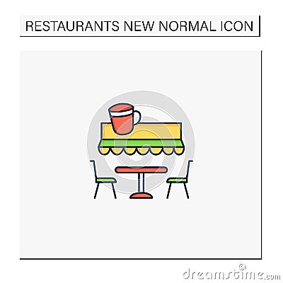 Terrace cafe color icon Vector Illustration
