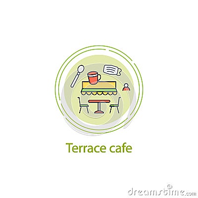 Terrace cafe concept line icon Vector Illustration