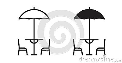 Terrace cafe thin line icon set Vector Illustration