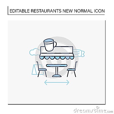 Terrace cafe line icon Vector Illustration