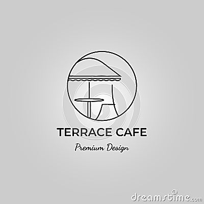 terrace cafe vintage minimalist outdoor vector logo illustration design Vector Illustration
