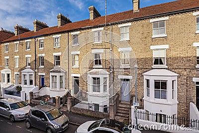 Terrace of Cambridge Victorian homes Editorial Stock Photo