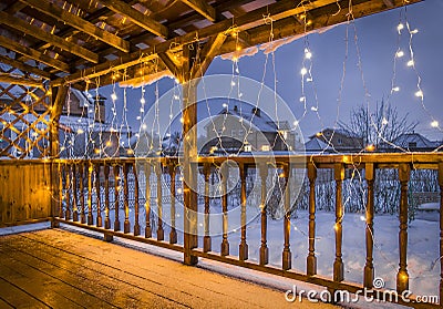 Terrace in Christmas Stock Photo