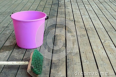 Terrace cleaning Stock Photo