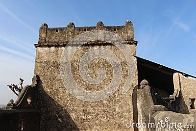 Photo is taken the terrace facade wall Stock Photo