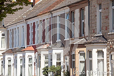 Terrace housing Cardiff Wales Stock Photo