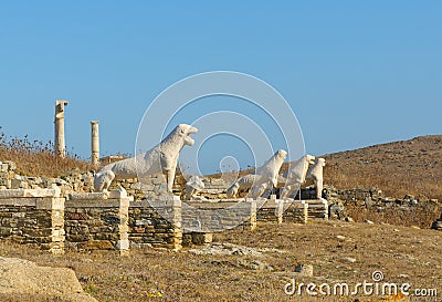 The Terrace of the Lions, Delos, Greece Stock Photo