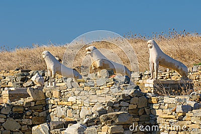 The Terrace of the Lions, Delos island, Greece Stock Photo