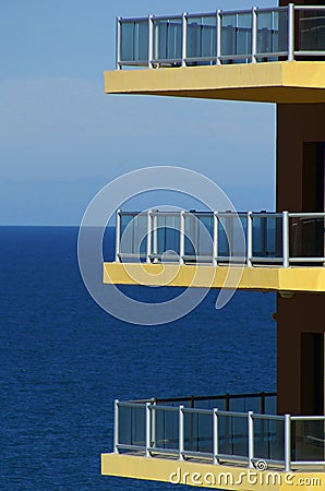 Terrace overlooking ocean Stock Photo