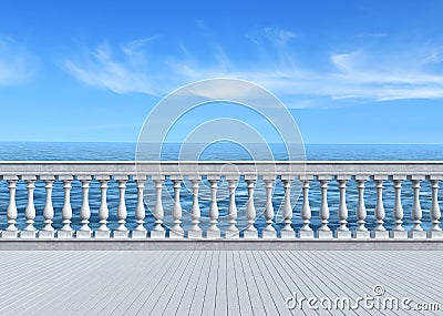 Terrace overlooking the sea Stock Photo