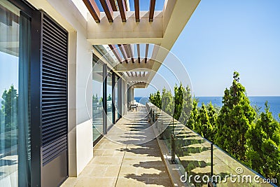 Terrace of a spacious luxury villa Stock Photo