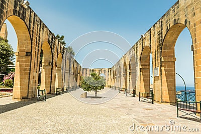 Terrace in Upper Barrakka Gardens. Valletta Stock Photo