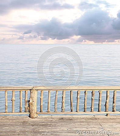 Terrace view with sea and cloudy sky Stock Photo