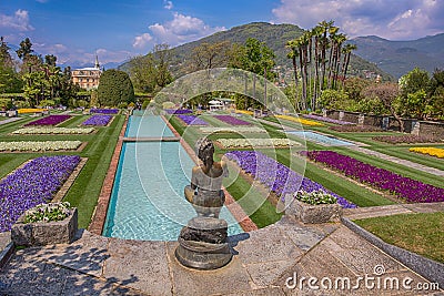Terraced gardens in the botanical garden of Villa Taranto in Pallanza, Verbania, Italy. Stock Photo