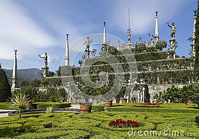 The terraced gardens of Isola Bella Stock Photo