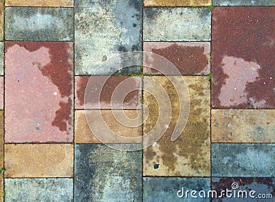 Terraced multicolored terracotta flooring wet Stock Photo