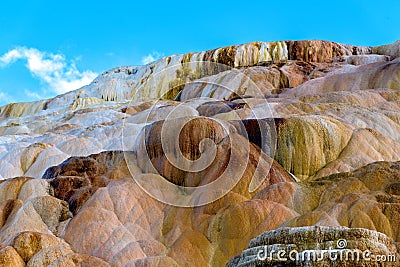 Terraces, Limestone and Rock Formations at Mammoth Hot Springs i Stock Photo