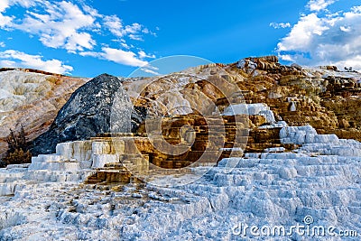 Terraces, Limestone and Rock Formations at Mammoth Hot Springs i Stock Photo