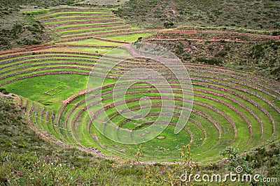 Terraces of Pisac in Urubamba valley Stock Photo