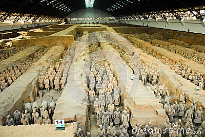 Terracotta Army in Mausoleum of the First Qin Emperor in Xian, China Editorial Stock Photo