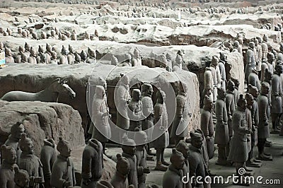 Terracotta Army Soldiers Horses, Xian China Travel Editorial Stock Photo