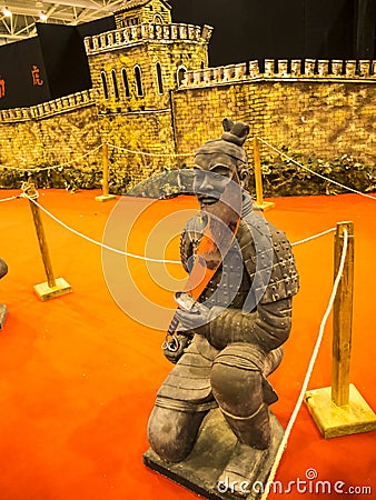 Terracotta Army Warrior at the Festival of the Orient in Rome Italy Editorial Stock Photo