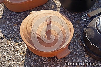 Terracotta Baking Dish Stock Photo