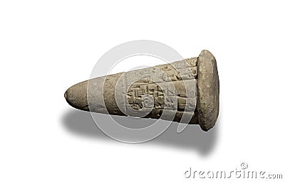 Terracotta foundation cone of the sumerian King Ishme-Dagan, 1889-1871 BC Editorial Stock Photo