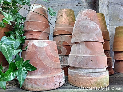 Terracotta plant pots Stock Photo