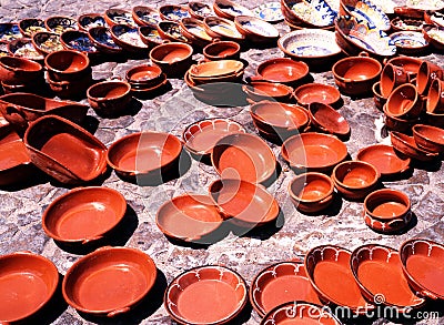 Terracotta pots, Evora, Portugal. Stock Photo