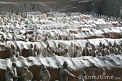 Terracotta sculptures depicting the armies of Qin Shi Huang, the first Emperor of China Editorial Stock Photo