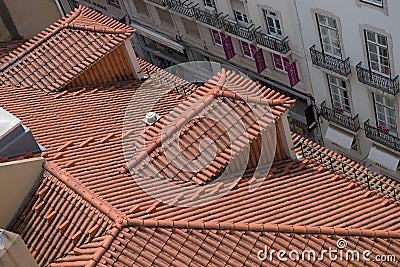 Terracotta tiled roofs Stock Photo