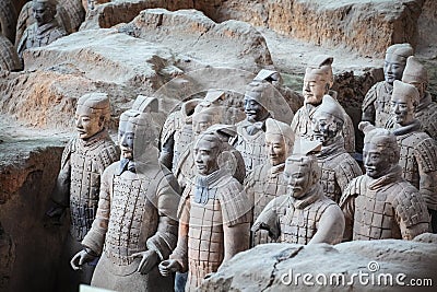 Terracotta warriors in xian close scene Editorial Stock Photo