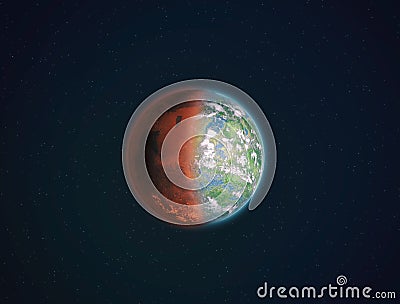 Hypothetical terraformed Mars. 3d Illustration Stock Photo