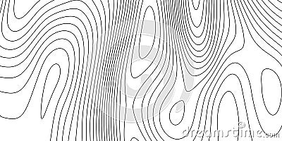 Terrain topographic map concept. Mountain height contour lines background. Black and white landscape geographic pattern Vector Illustration