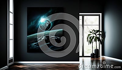 Terran in the Vastness of Space: A Realistic 3D Rendering of Planet Earth, Made with Generative AI Stock Photo