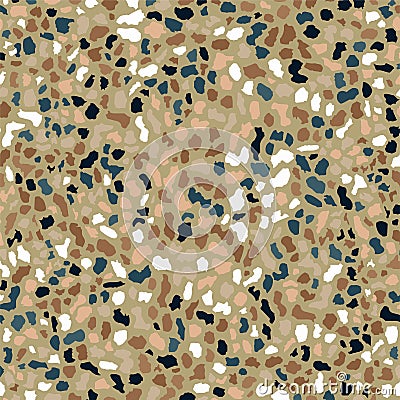 Terrazzo flooring, seamless pattern, brown background texture. Abstract vector design for print on floor, wall, tile or textile. Vector Illustration