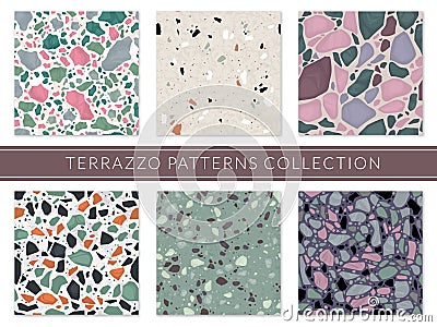 Terrazzo pattern. Veneziano composite texture italian mosaic, granite flooring tile. Marble stone seamless sample Vector Illustration