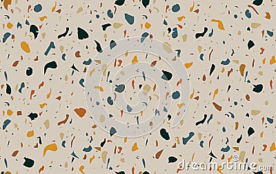 Terrazzo repeating seamless pattern. Texture composed of natural stone, glass, quartz, concrete, marble, quartz. Classic Vector Illustration