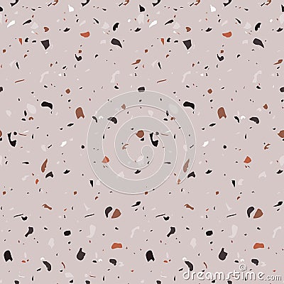 Terrazzo repeating seamless pattern. Texture composed of natural stone, glass, quartz, concrete, marble, quartz. Classic Vector Illustration