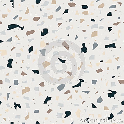 Terrazzo Seamless Pattern. Flooring Abstract Background Marble Texture Composed of Granite, Stone, Quartz Fragments Vector Illustration